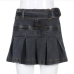 5Versatile Solid Denim Pleated Mini Skirt