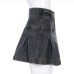 7Versatile Solid Denim Pleated Mini Skirt