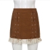 6Vintage  Corduroy Tie Wrap Designer Zipper Short Skirts