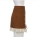 8Vintage  Corduroy Tie Wrap Designer Zipper Short Skirts
