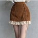 1Vintage  Corduroy Tie Wrap Designer Zipper Short Skirts