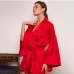 1Loose Red Long Sleeve Two Piece Dress Sets