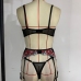 9 See Through Embroidery  Black Matching Sexual Underwear Set