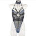 7Contrast Color Lace Hollow Out Sleeveless Bodysuit