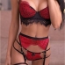 1Lace V Neck Patchwork Lingerie Sets