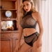 5Perspective Black Rhinestone Mesh Sexy Lingerie Set