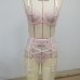6Pink Sexy Embroidery  2 Piece Sexual Underwear Sets