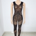 9Sexual Hollow Out  Gauze Transparent Sleeveless Jumpsuits