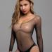 1Sexy Off Shoulder Long Sleeve Rhinestone Mesh Bodysuit