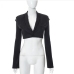 6One Button Black Long Sleeve Cropped Blazer Coats