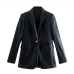 6PU Black Single Button Blazer Coat