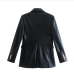 7PU Black Single Button Blazer Coat