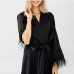 9 Solid Feather Long Sleeve Cardigan Nightgown