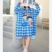 1Casual Spring Printed Loose Longs Sleeve Ladies Long Coat