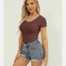 12Casual Pure Color Short Sleeve Bodysuits