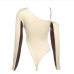 6Contrast Color Inclined Shoulder Long Sleeve Bodysuit