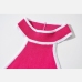 11Contrast Color Knit Halter Sleeveless Thong Bodysuit