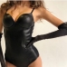 3Cool PU Black Camisole Bodysuits For Women