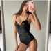 1Cool PU Black Camisole Bodysuits For Women