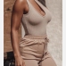 4Inclined One Shoulder Solid Ladies Bodysuits