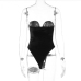 6Ladies Black Velvet  Sweetheart Collar Sleeveless Bodysuits
