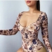 3Retro Style Floral Long Sleeve One Piece Bodysuits