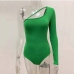 14Sexy Inclined Shoulder Solid One Sleeve Bodysuit