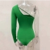 16Sexy Inclined Shoulder Solid One Sleeve Bodysuit