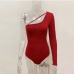 20Sexy Inclined Shoulder Solid One Sleeve Bodysuit