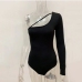 23Sexy Inclined Shoulder Solid One Sleeve Bodysuit