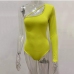 1Sexy Inclined Shoulder Solid One Sleeve Bodysuit