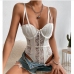 1Sexy Lace Perspective Sleeveless Bodysuit