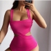 3Solid Cut Out Backless Sleeveless Bodysuit For Women
