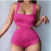 1Solid Cut Out Backless Sleeveless Bodysuit For Women