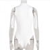 6Stand Collar White Sleeveless Zipper Up  Bodysuits