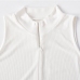 7Stand Collar White Sleeveless Zipper Up  Bodysuits