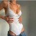 1Summer Ladies White Sleeveless Low Cut Bodysuits