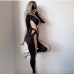 6 Sexy Patchwork Contrast Color Long Sleeve Jumpsuit