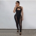 4Alluring Criss Cross Hollow Out Skinny Jumpsuit