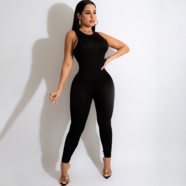 Casual Crew Neck Sleeveless Jumpsuits For Women