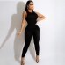 1Casual Crew Neck Sleeveless Jumpsuits For Women