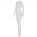 5Casual  Pure Color Long Sleeve Cut Out Jumpsuit