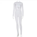 9Casual  Pure Color Long Sleeve Cut Out Jumpsuit