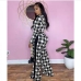 1Fashion Houndstooth Long Sleeve Wide Leg Jumpsuit