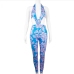 6Ladies Tight Cut Out Printed V Neck Jumpsuits