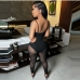 1Sexy Black See Through Backless Cami Jumpsuits