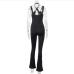 6Sexy Halter Hollowed Out Flare Pants Jumpsuit