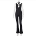 9Sexy Halter Hollowed Out Flare Pants Jumpsuit