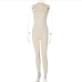 8Sexy Pure Color Sleeveless Skinny Jumpsuit