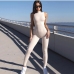 1Sexy Pure Color Sleeveless Skinny Jumpsuit